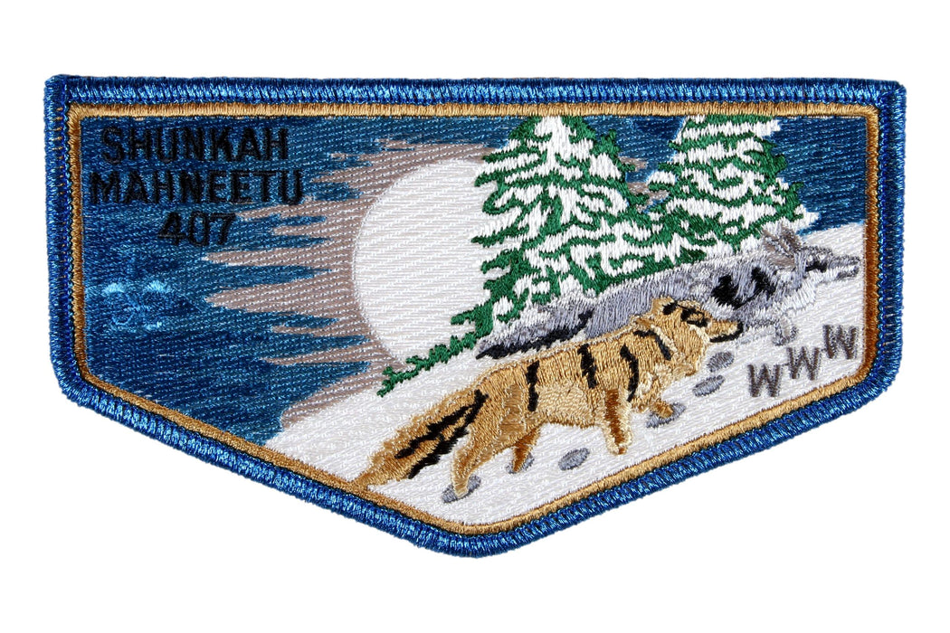 Lodge 407 Shunkah Mahneetu Flap S-? 2000 Blue MYL Border